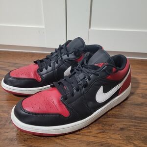 Nike Air Jordan 1 Low - Black/Gym Red -White Men Sz 11 Athletic Shoes